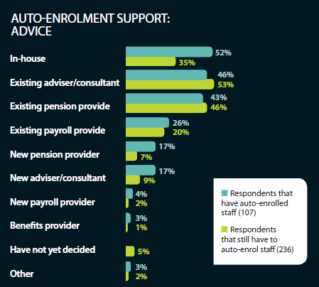 Who supported respondents on the auto-enrolment reforms - advice