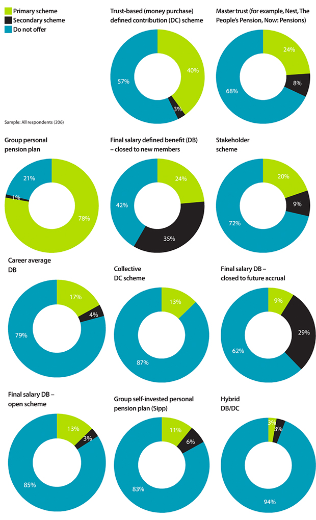 Types of pension schemes offered by respondents